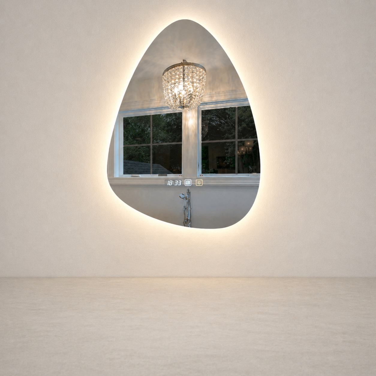 Miroir LED | Goutte Luxe Anti-Buée Horloge