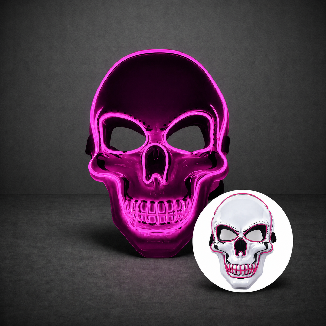 Masque LED Visage | Masque Crâne LED Rose