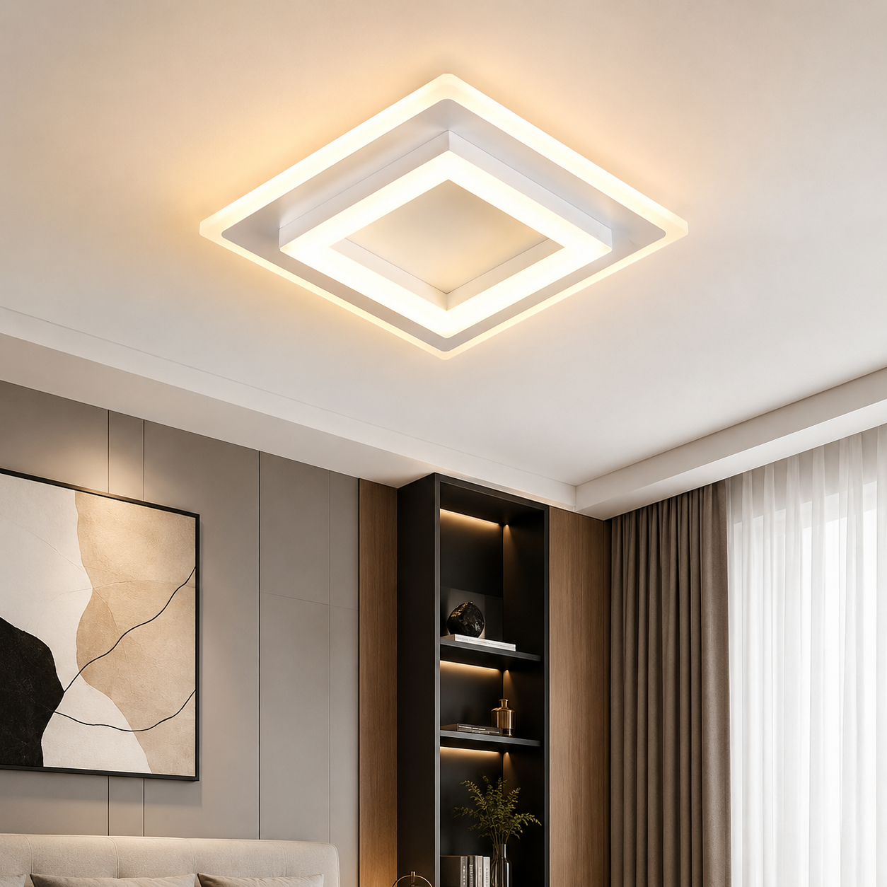 Plafonnier LED | Carré Moderne Acrylique 24W